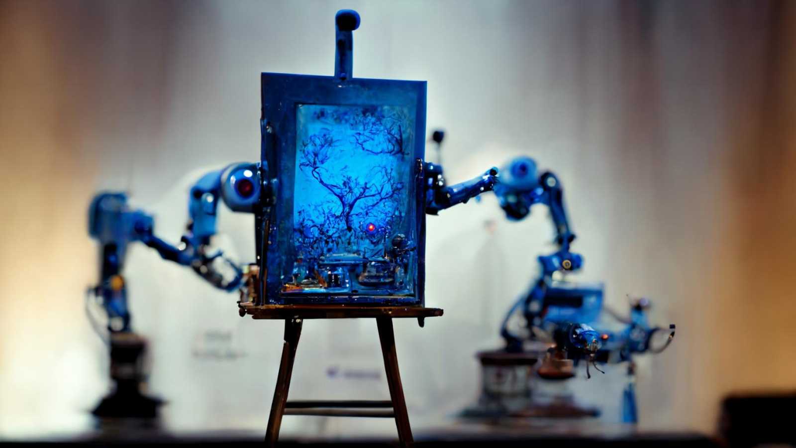 002-davida752_blue_shiny_four_handed_robot_painting_a_pictur