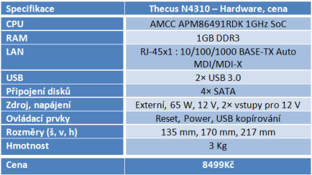 Thecus N4310: NAS pro 4 HDD s hromadou služeb