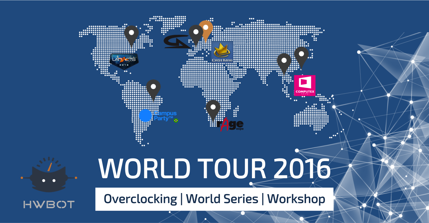 Mapa akce HWBOT WORLD TOUR 2016