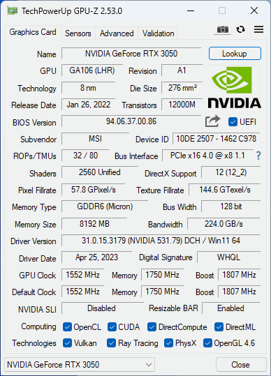 MSI GeForce RTX 3050 Ventus OC: Konečně za ceny hodné nižší třídy