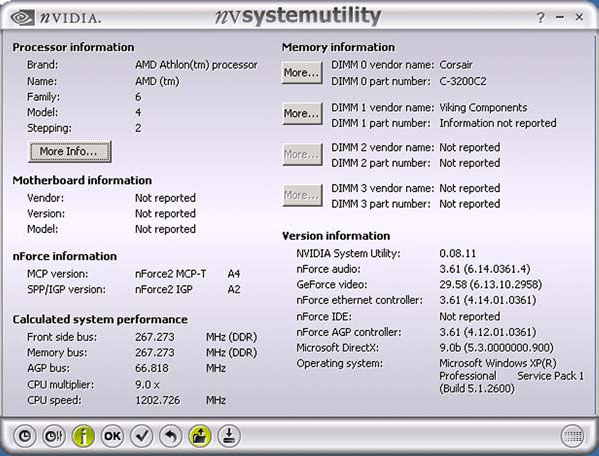 Novinka pro nForce - nVidia System Utility 1.0