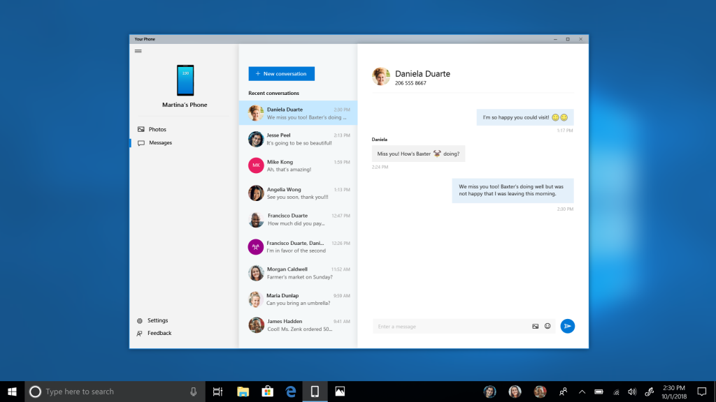 Windows 10 vám brzy umožní posílat a přijímat textovky