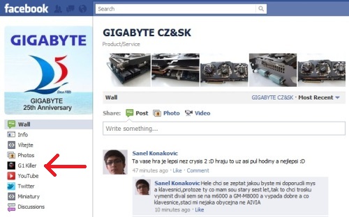 Český Gigabyte spustil své oficiální stránky na Facebooku