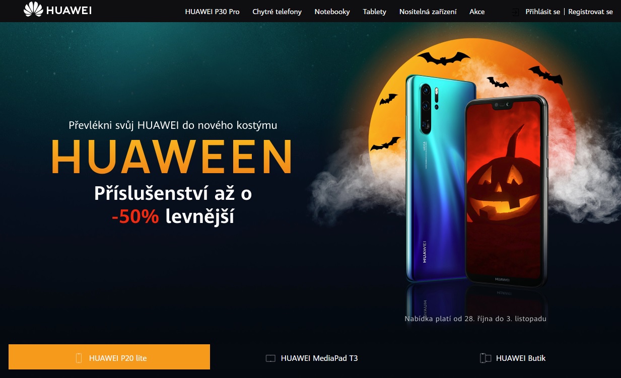 Huawei spustil halloweenskou akci na mobily, tablety a příslušenství