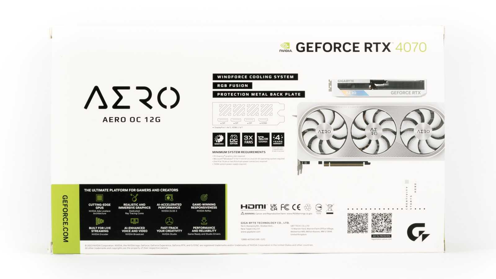 Gigabyte GeForce RTX 4070 Aero OC 12G: Tichá a úsporná