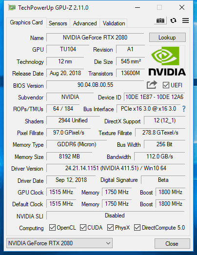 Test GeForce RTX 2080: Výkon GTX 1080 Ti... i její cena