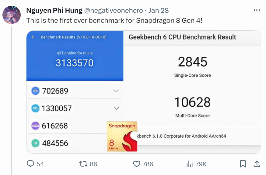 Benchmark Snapdragonu 8 Gen 4