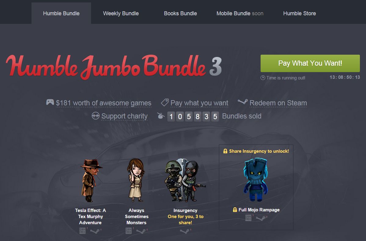 Humble Jumbo Bundle 3 přináší Saints Row IV, Tex Murphy, Grid 2 a další zajímavé hry!