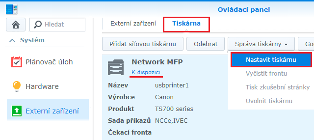 Nastavit tiskárnu