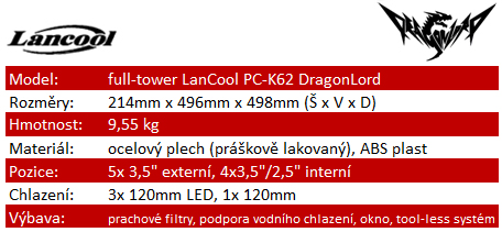 LanCool Dragon Lord PC-K62 – LianLi bez hliníku