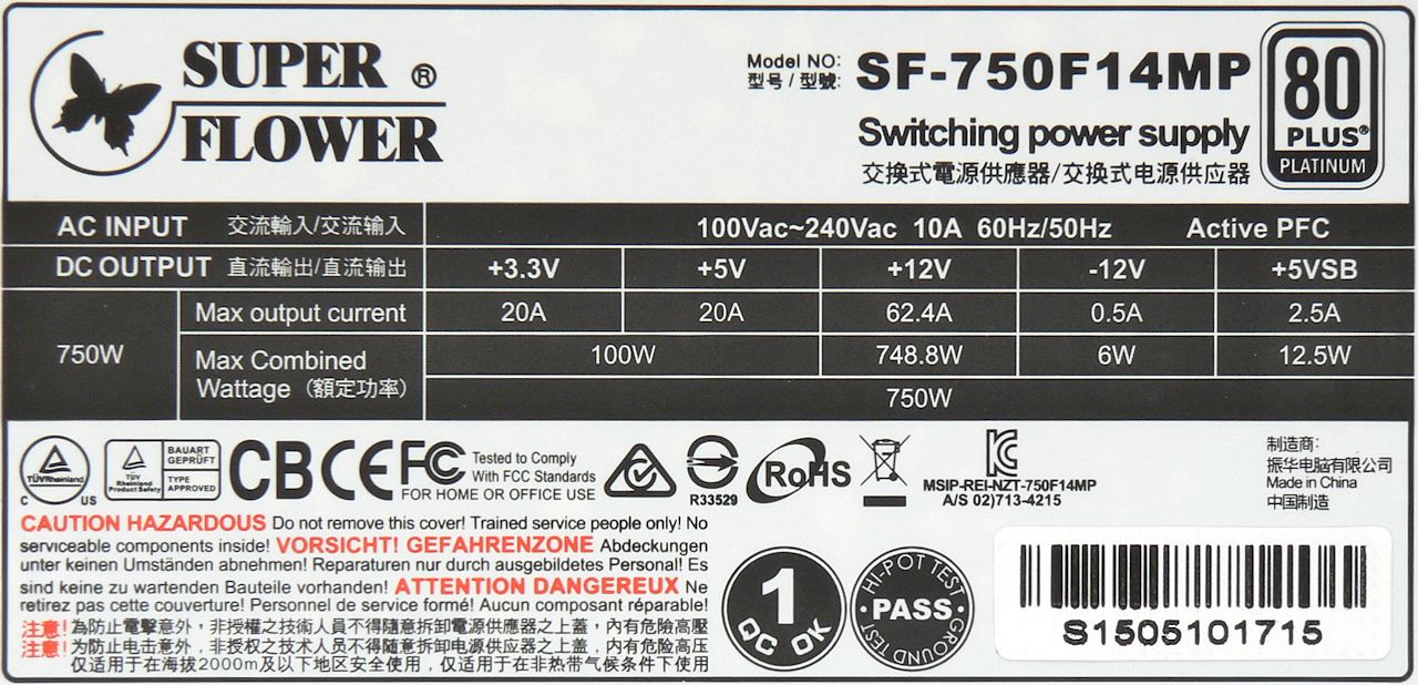 Semi-pasivní Super Flower Leadex Platinum 750 W 