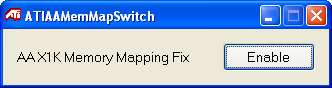 Poznámka: ATi AAMemMapSwitch je zatím pouze jednoduchá utilita (pouhá změna v registrech), kterou můžete zapnout přeprogramování paměťového řadiče na kartách série X1000 a dosáhnout pod rozhraním OpenGL s FSAA až 36% nárůstu FPS. Toto číslo není nijak nadnesené, což dokazují i naměřené hodnoty pro každou z karet série X1000. Protože májí nová jádra ATi programovatelný řadič můžou programátoři zajistit optimalizaci vyřizovaní požadavků od klientských jednotek, a tak docílit větší efektivity. Podle slov Erica Demerse (inženýr společnosti ATi a autor tohoto fixu) bude na tomto principu společnost dále pracovat, aby v Catalystech 5.11 byla tato vylepšení ještě efektivnější. Tato úprava nemá nic společného s renderingem scény, a tak jsou spekulace na téma nekorektních optimalizací vyloučeny.