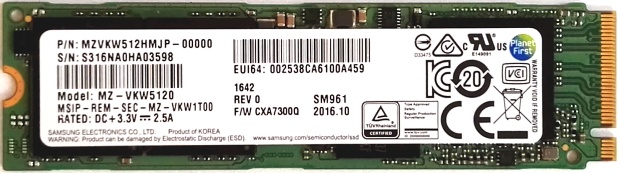 Disk Samsung SM961 512GB