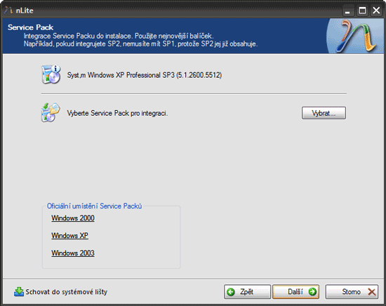 nLite: Instalace Windows XP SP3 na míru