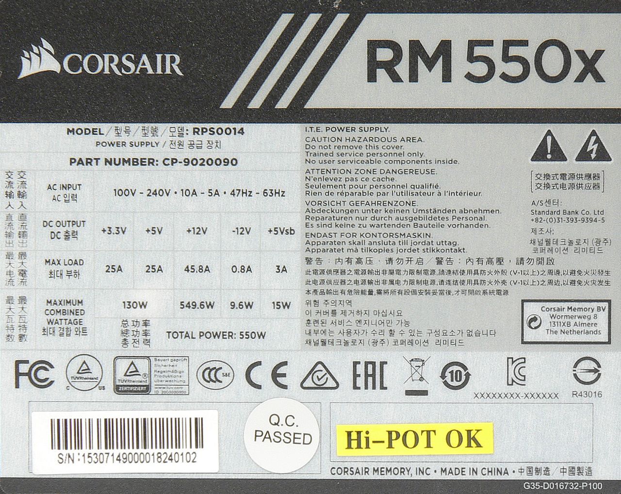 Corsair RM550x: nejnovější semi-pasivní zdroj od CWT 