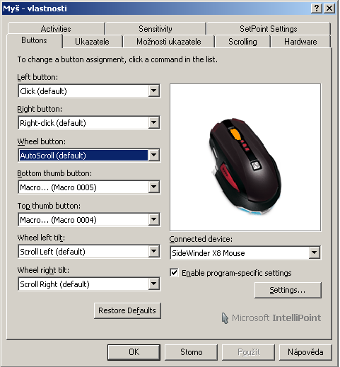 Microsoft Sidewinder X8 - hrajte bez drátů