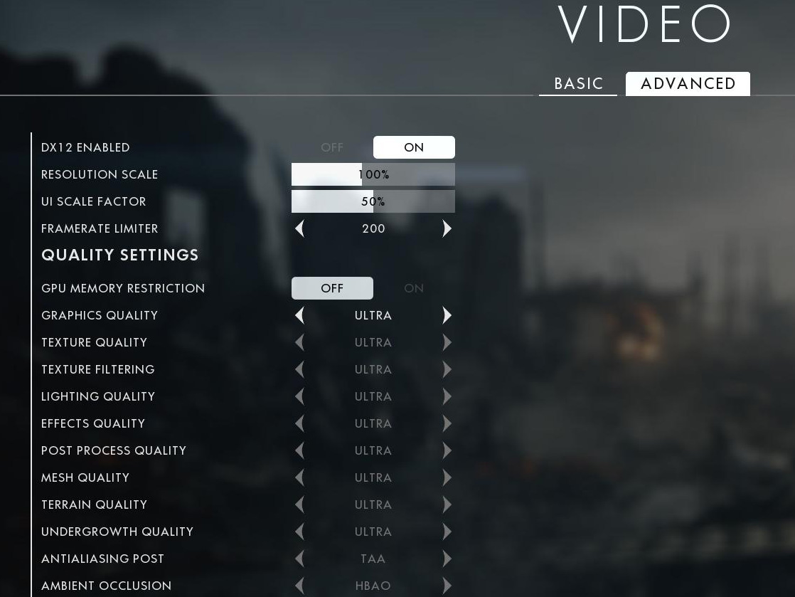 Battlefield 1 nastavení detailů