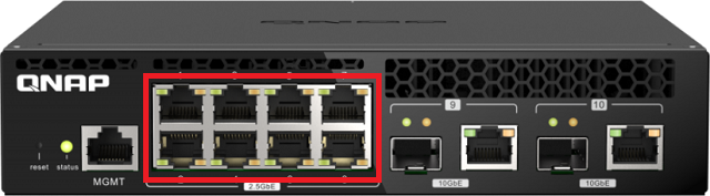 QNAP QSW-M2108R-2C s 10 / 2.5 GbE porty