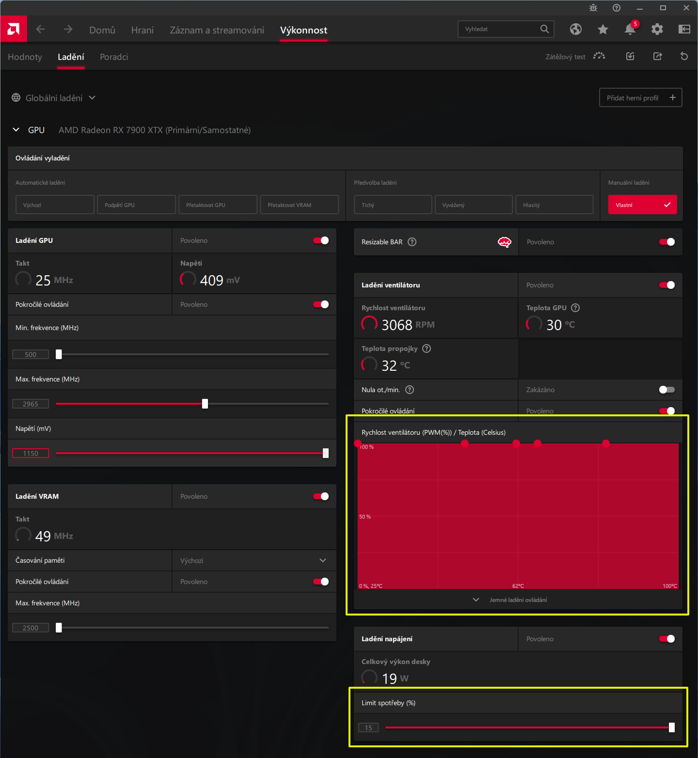 Tuning Sapphire Nitro+ Radeon RX 7900 XTX: přetaktování, podvoltování a snížení spotřeby