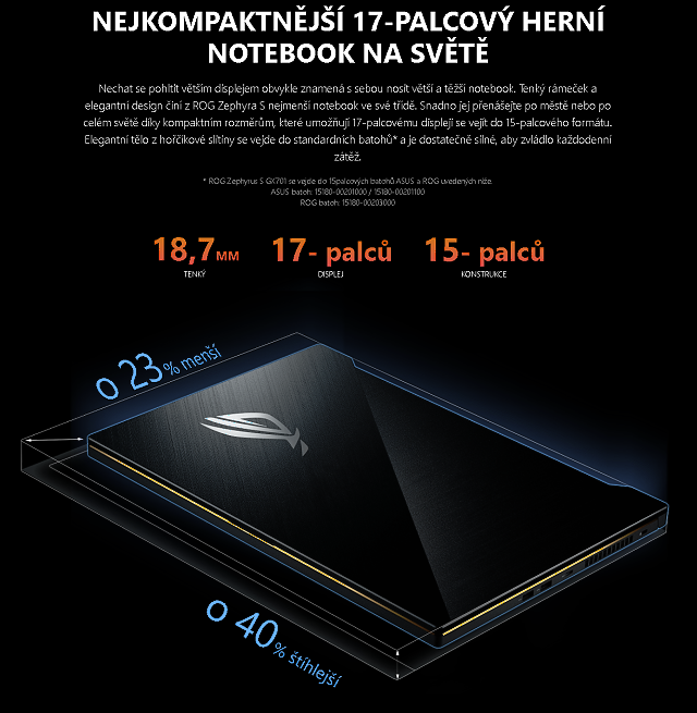 ASUS ROG Zephyrus GX701: herní stroj s fantastickým LCD