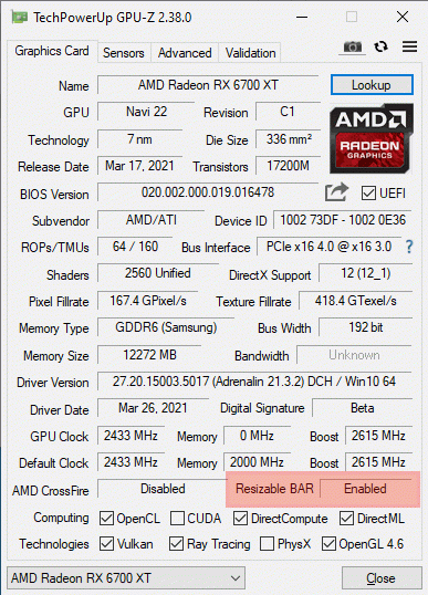 Resizable BAR na Intelu: RTX 3060 a RX 6700 XT