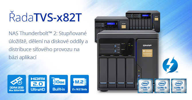 QNAP uvádí NAS řady TVS-x82T s rozhraním Thunderbolt 2