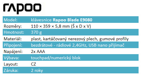 Rapoo Blade E9080 a Touch T6 – bezdrátově, dotykově