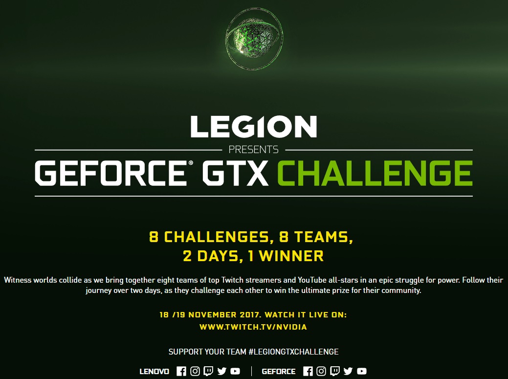 Lenovo Legion představuje GeForce GTX Challenge 