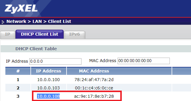 AP si vzalo z DHCP v modemu adresu