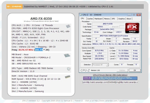 Rekord: Procesor AMD FX-8350 přetaktován na 8176 MHz (aktivní měl všechny moduly)