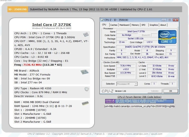 Padl další světový rekord. Nick Shih přetaktoval procesor Intel Core i7 3770K na frekvenci 7136 MHz