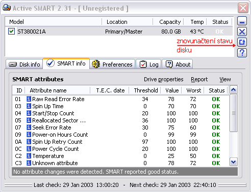 S.M.A.R.T - zjistěte jak je na tom Váš harddisk