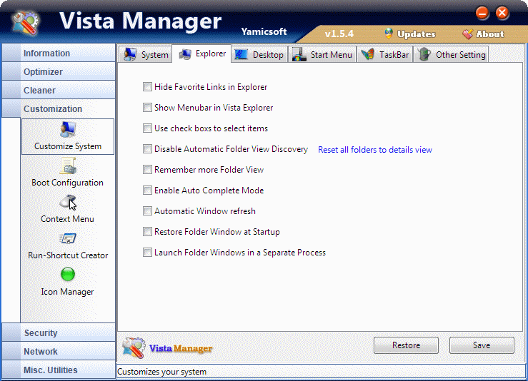 Vista Manager - mocný správce Windows