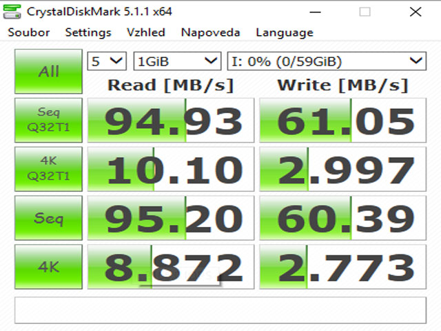 CrystalDiskMark 5.1.1 druhý test