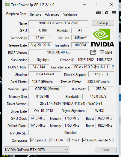 Gigabyte RTX 2070 Windforce 8G: Levně neznamená špatně