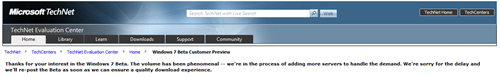 Vypuštění beta Win7 Microsoft nezvládl