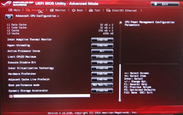 Nastavení CPU je stejné jako u desktopových čipů. Můžete nastavit od Virtualizace až po úsporné funkce. Zkrátka klasická nastavení procesoru.