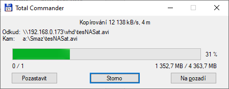 Běžný přenos z klienta přes 2.4 GHz