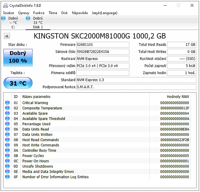 SSD Kingston KC2000 1 TB: nová generace SSD pro NVMe 