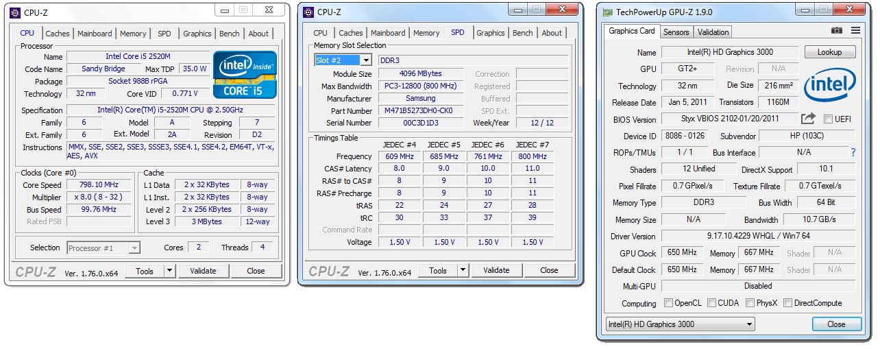 HP EliteBook 2560p – HW parametry