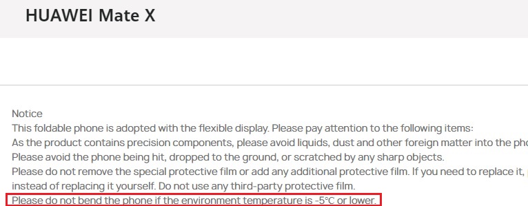 Skládací Mate X v mrazech rozhodně neohýbejte, varuje Huawei