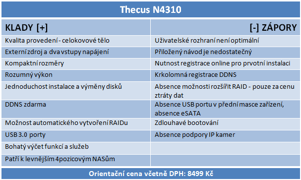 Thecus N4310: NAS pro 4 HDD s hromadou služeb