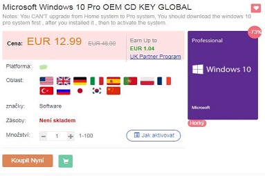 Získejte Windows 10 klíč OEM za necelých 10,39 € (267 Kč)!