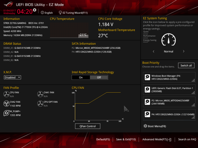 Asus Strix Z270G Gaming: i7-7700K na 5300 MHz