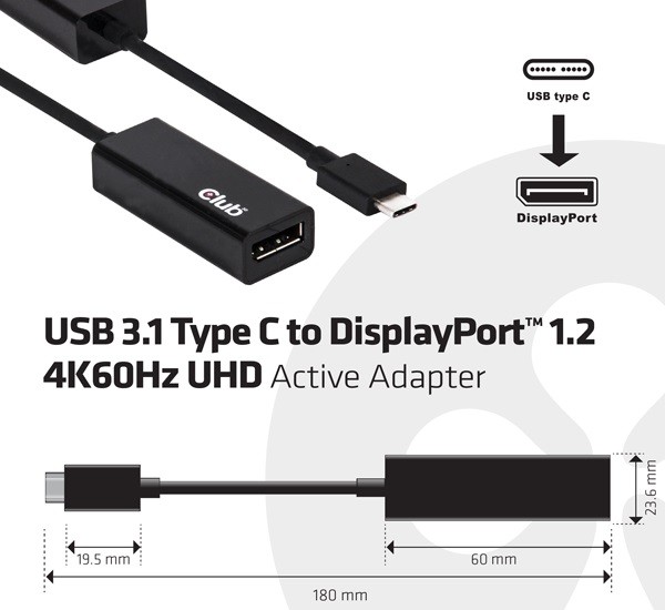 Club3D přidává do své nabídky DisplayPort 1.2, HDMI 2.0 a DVI adaptéry do portu USB 3.1 typu C