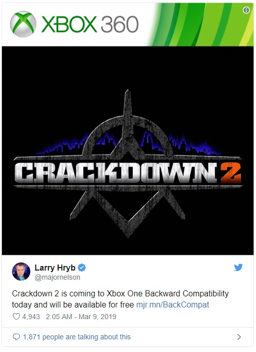 Pro Xbox One je zdarma dostupný Crackdown 2