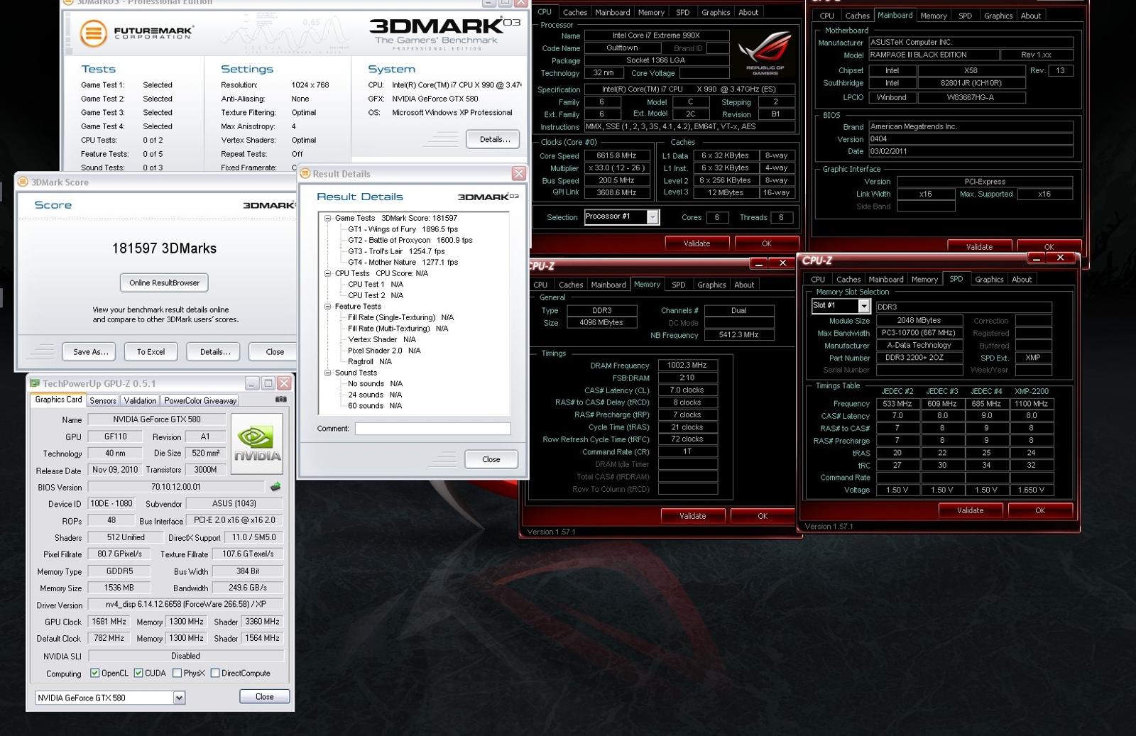 GeForce GTX 580 pod dusíkem, jádro kmitalo na 1681 MHz