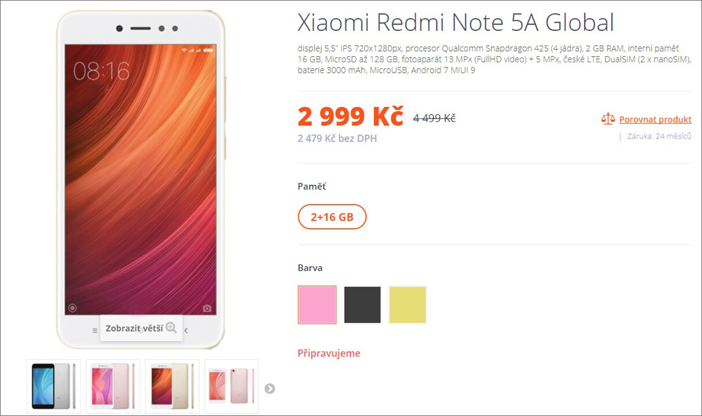 Telefony Xiaomi Redmi Note 5A a Redmi Note 5A Prime v prodeji