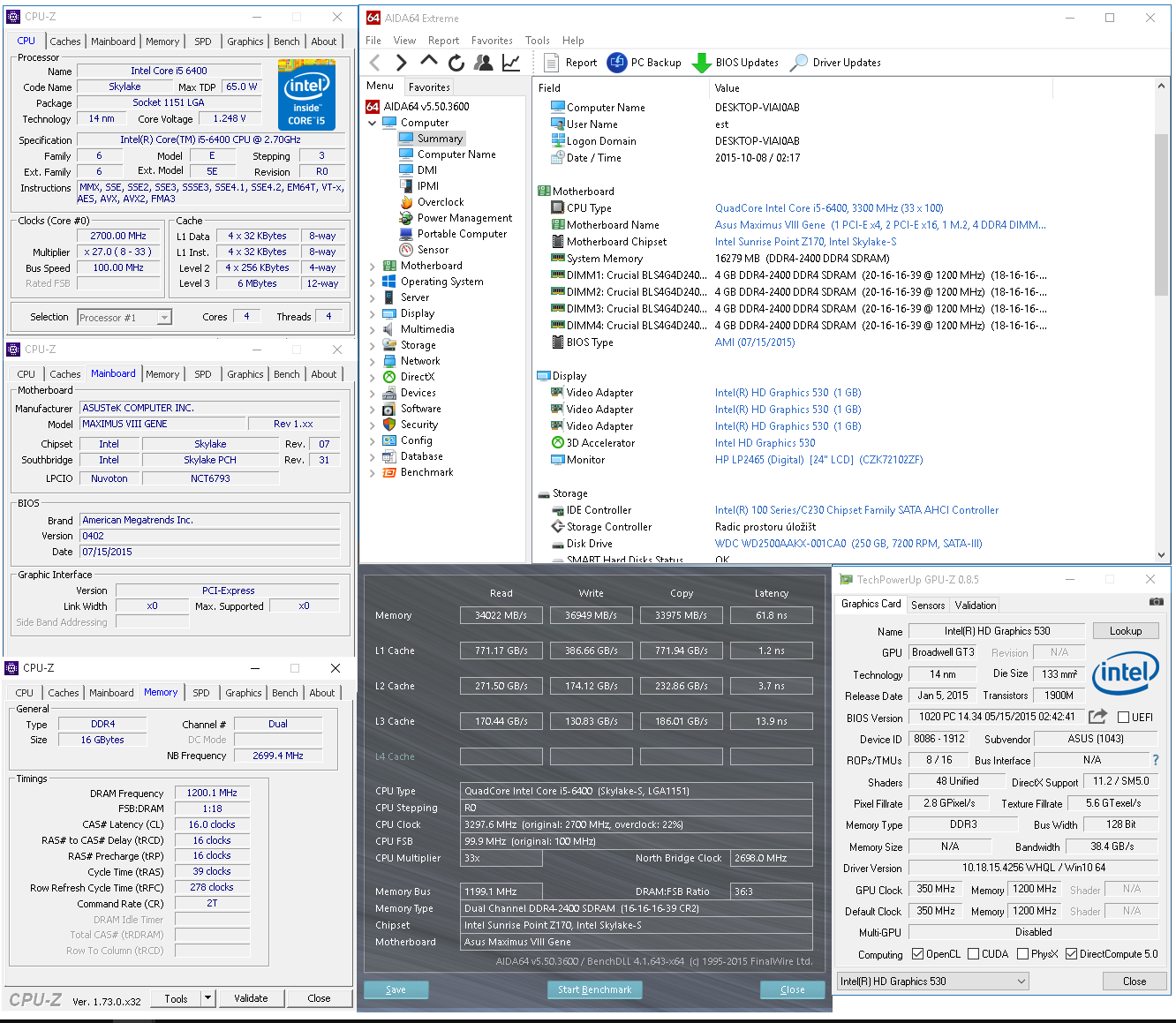 Deska Asus Maximus VIII Gene + Core i5-6400