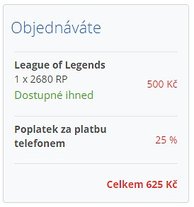 Platba za RP mobilem před Herní-kupony.cz
